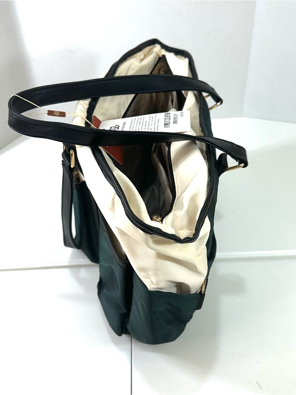 Lovevook 15.6 Laptop Large Women’s Tote Bag in Green-Beige-Black New - Picture 12 of 16